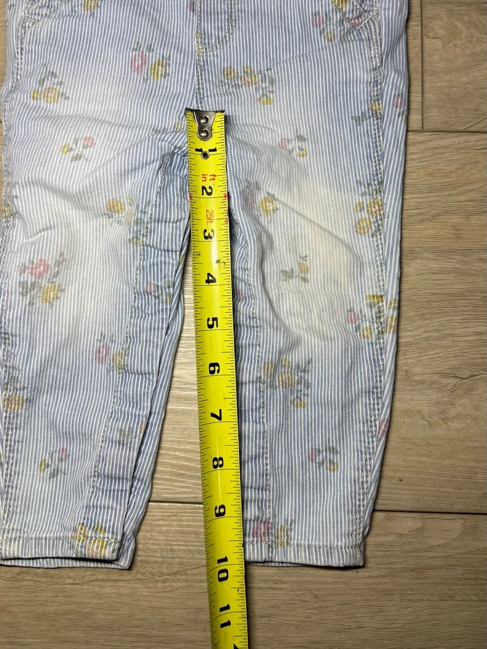 Y2K 2000s Toddlers Oshkosh B’Gosh Floral All Over Print Striped Overalls Romper
